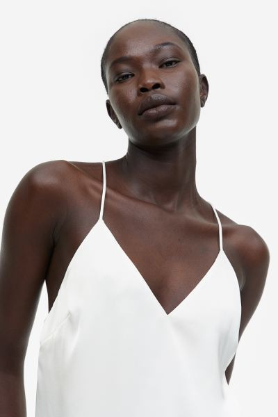 Satin Camisole Top - White - Ladies | H&M US | H&M (US + CA)