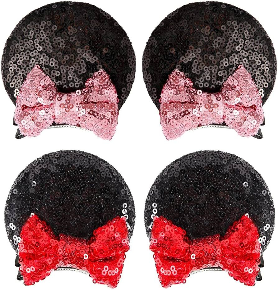 2 Pairs Sequin Mouse Ears Hair Clip birthday mouse ear Bows clip for Kids Girls Women, Mice Ears ... | Amazon (US)
