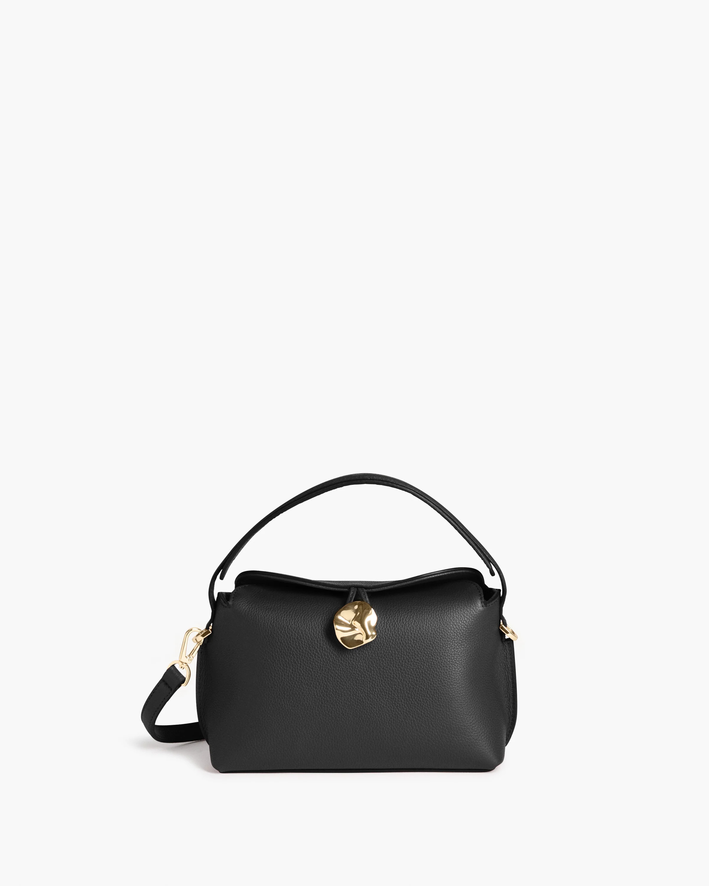 Hanna Mini Bag Grained Leather Black Bag | Flattered