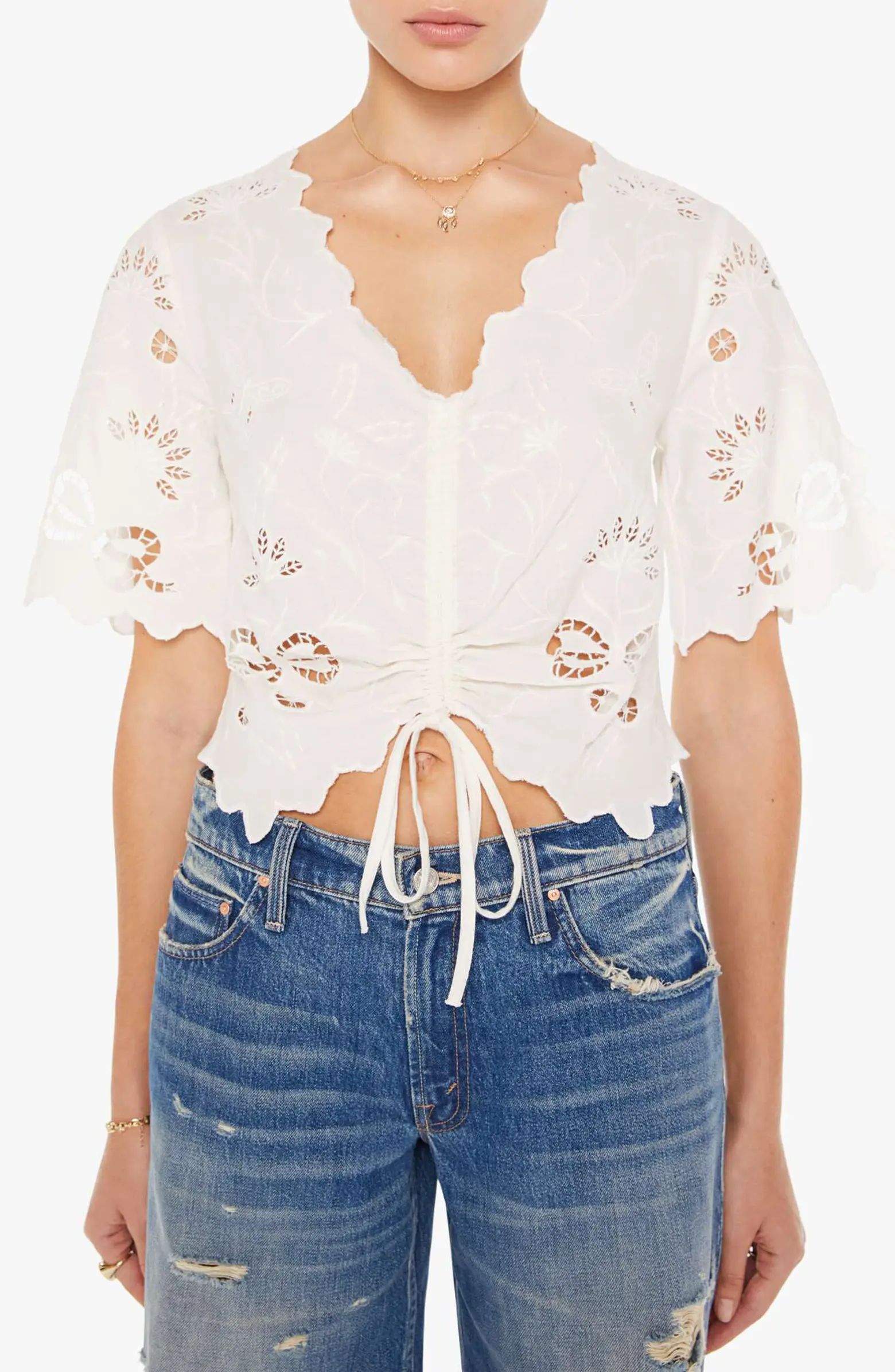 MOTHER The Social Butterfly Lace Crop Top | Nordstrom | Nordstrom