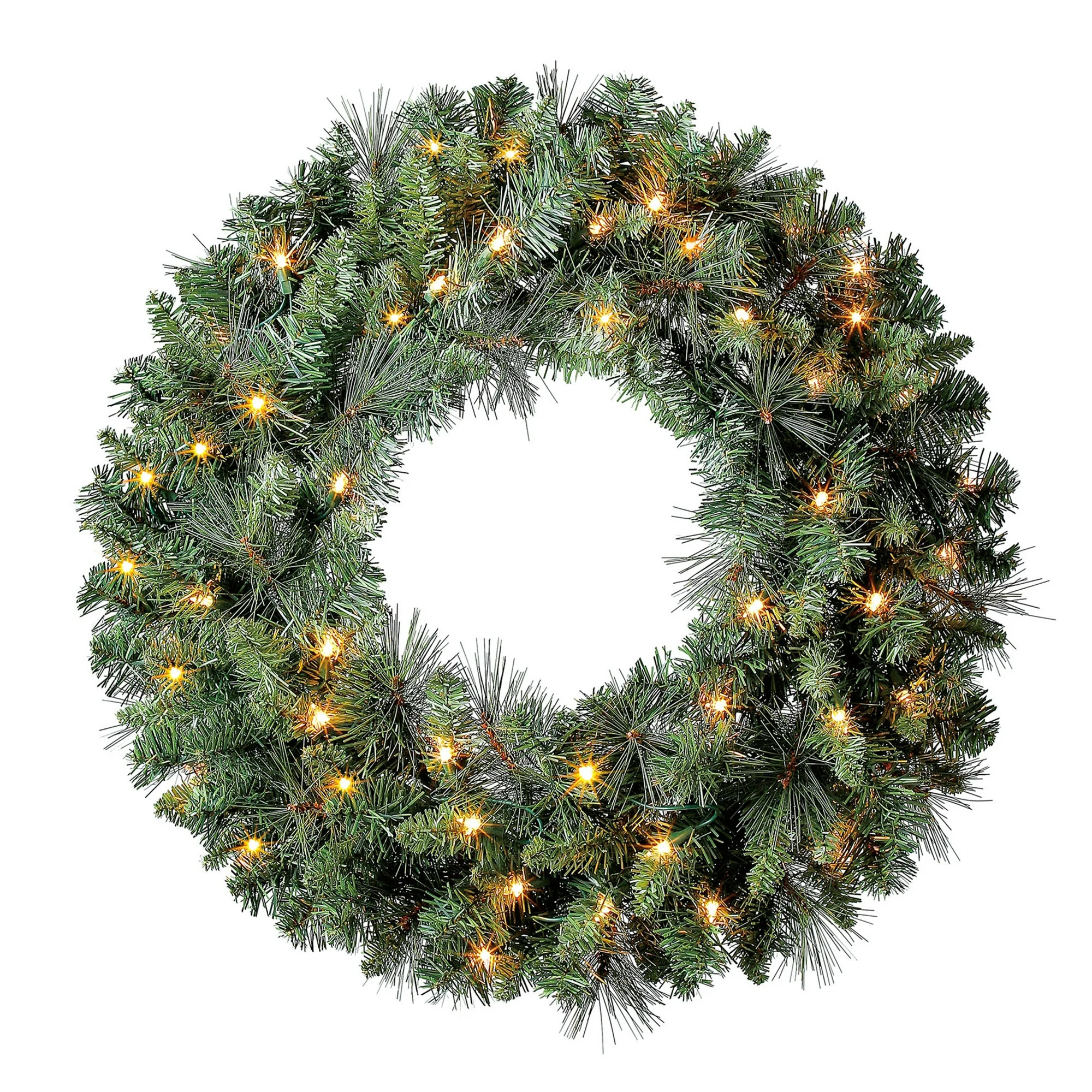 Holiday Time 24” Pre-Lit Scottsdale Pine Artificial Christmas Wreath, Clear LED Lights | Walmart (US)