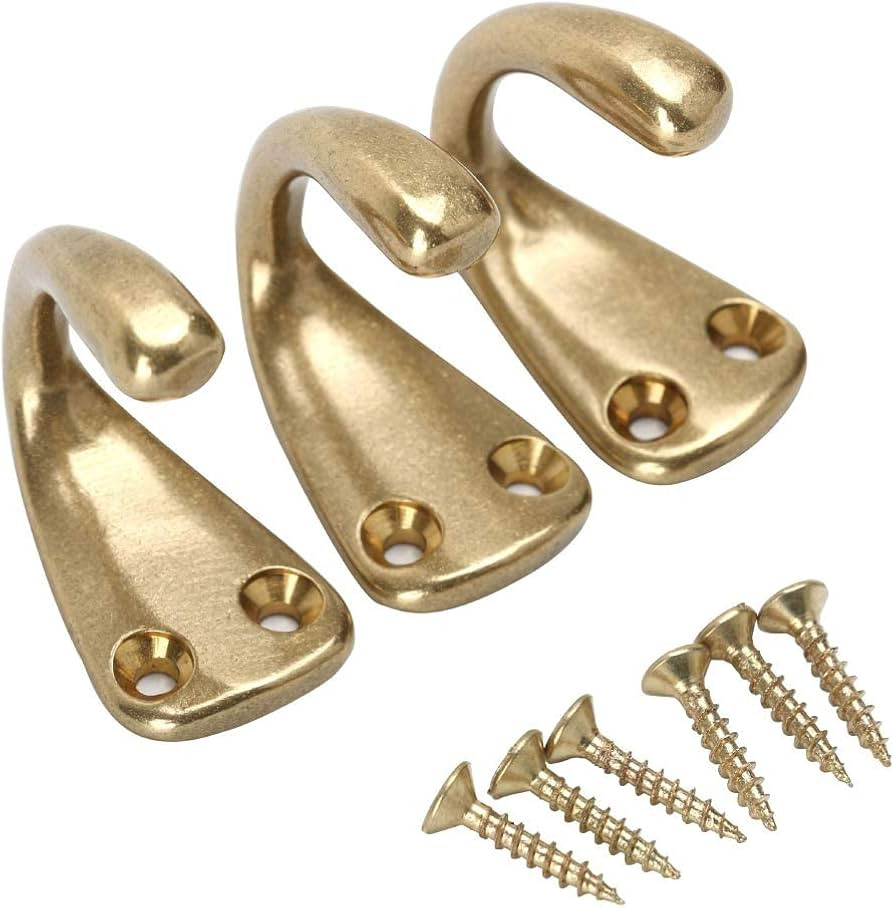 RZDEAL 3PCS Vintage Coat and Hat Hook Brass Classico Wall Hanging for Bath Stands Clothes Hangers... | Amazon (US)