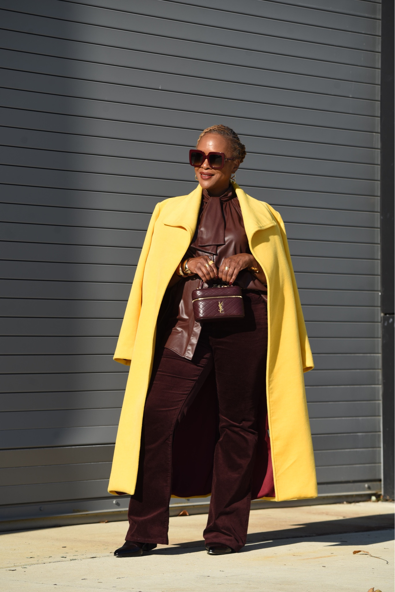 Yellow coat with burgundy accessories 

#LTKStyleTip #LTKItBag #LTKWorkwear