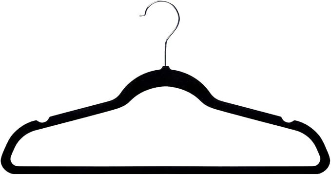 Amazon Basics Slim, Velvet, Non-Slip Clothes Suit Hangers, Black/Silver - Pack of 100 | Amazon (US)