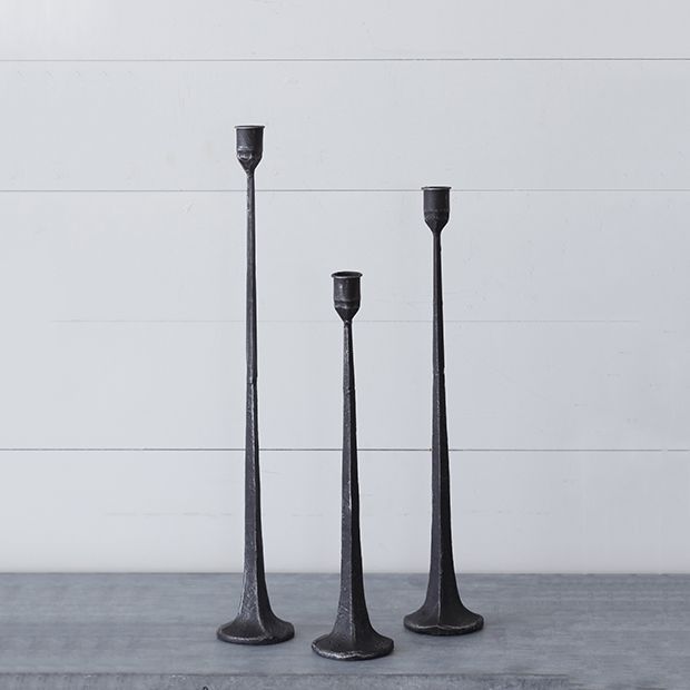 Hand Forged Black Candle Holders Set of 3 | Antique Farm House