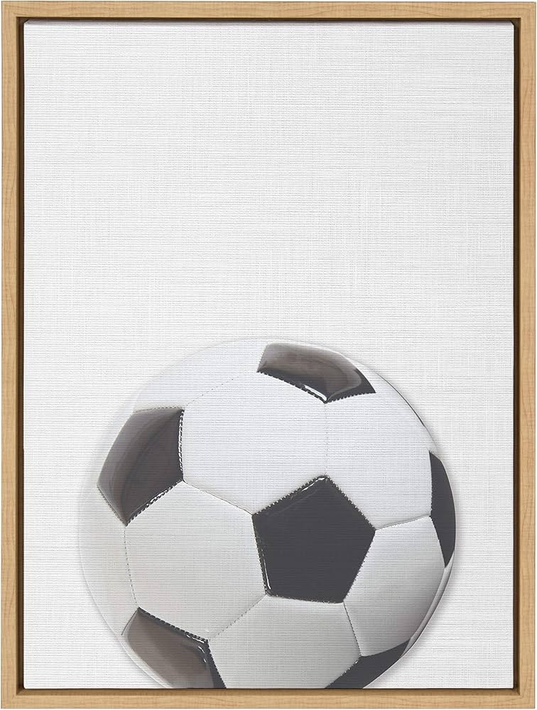 DesignOvation Sylvie Color Soccer Ball Portrait Framed Canvas Wall Art, 18x24 Natural, Sporty Wal... | Amazon (US)