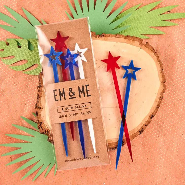 When Stars Align USA Stir Sticks (Set of 4) | Ellie and Piper