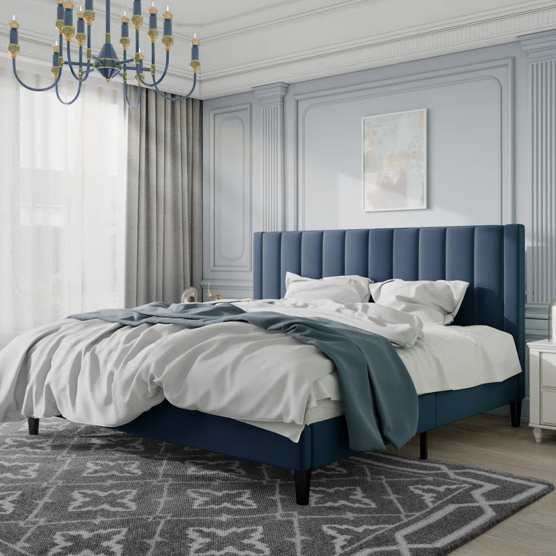 Sameko Plush Velvet Wingback Bed | Wayfair North America