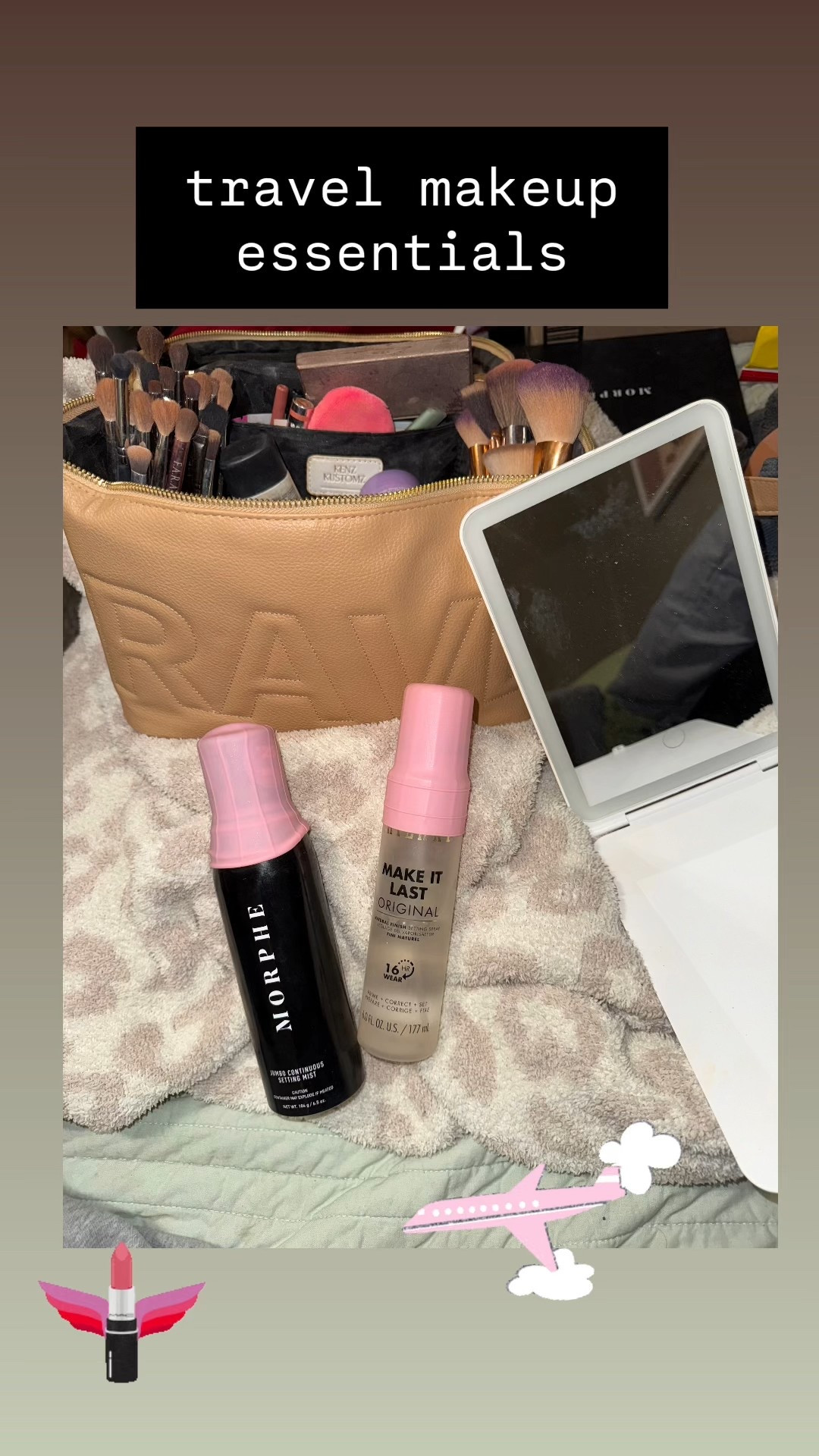Travel makeup must-haves ✈️💄 Keeping my routine easy + mess-free on the go!
☁️ My travel bag is from @kenzkustomz — use code kenzwithbaileigh10 for 10% off
✨ This light-up mirror has 3 light modes + a pop-out magnifying mirror (game changer for hotel lighting!)
🫧 And these silicone bottle covers? No spills, no stress.

Linked everything on my LTK for your next trip! #LTKtravel

#amazonfinds #amazoninfluencer #kenzkustomzpartner
#TravelMakeup #MakeupEssentials #LTKbeauty #LTKtravel #TravelHacks #PackingTips #TravelBag #BeautyOnTheGo #KenZKustomz #MakeupMirror #SpillProof #AmazonFinds #BeautyFavorites #TravelWithMe #LTKfinds

#LTKBeauty #LTKTravel #LTKItBag