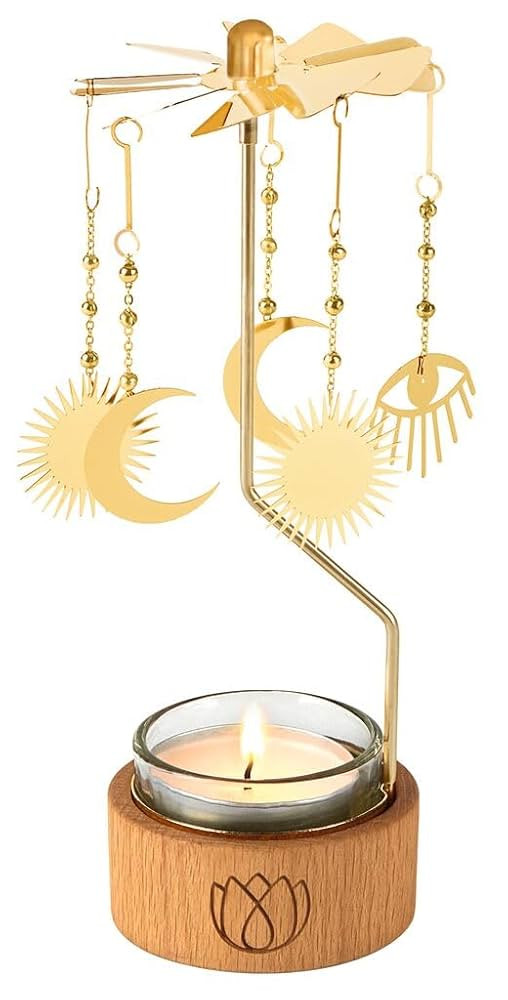 moses. Omm for You Teelicht-Karussell Cosmic, Kerzenhalter aus Holz mit Teelichtglas, mit funkeln... | Amazon (DE)