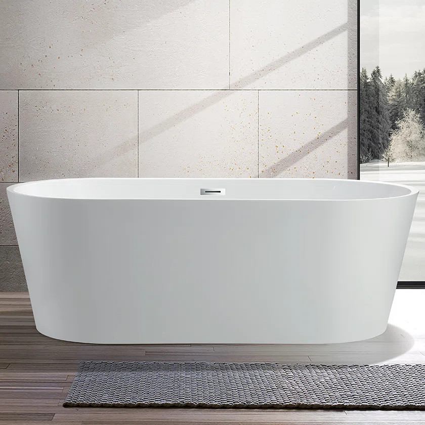 VA6815-L-PC 67.3'' x 32.3'' Freestanding Soaking Acrylic Bathtub | Wayfair North America