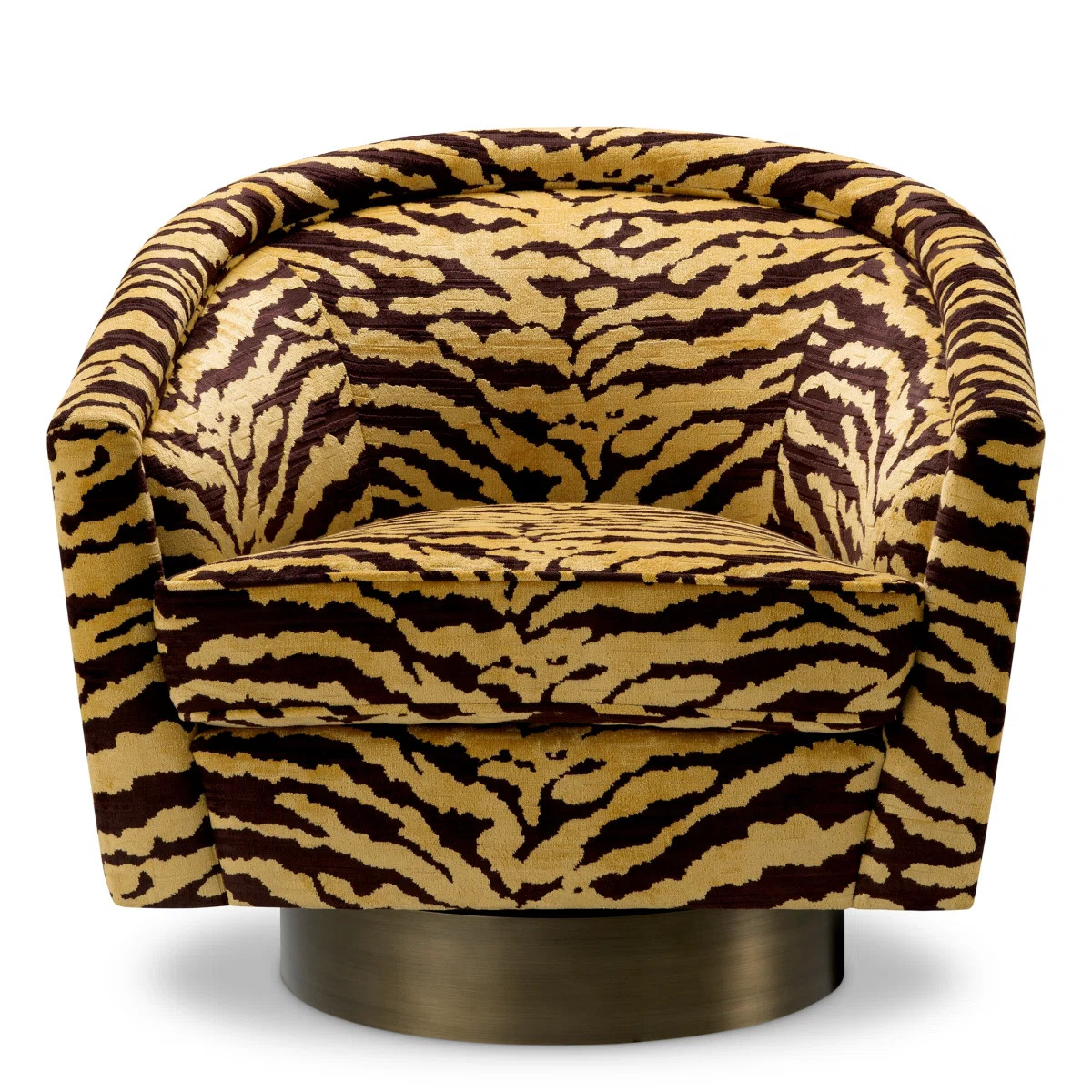 Eichholtz USA Swivel Chair Catene Tigris Brown Brushed Brass Finish | Perigold | Perigold