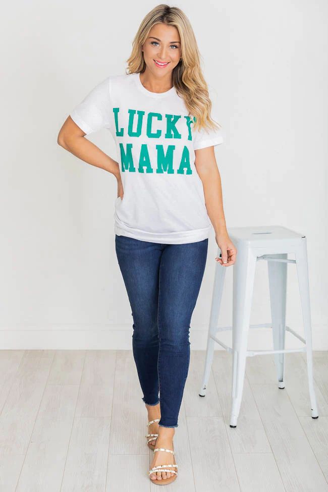 Lucky Mama White Graphic Tee | Pink Lily