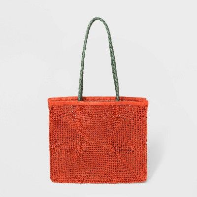 Straw Shopper Tote Handbag With Braided Handle - Universal Thread™ | Target