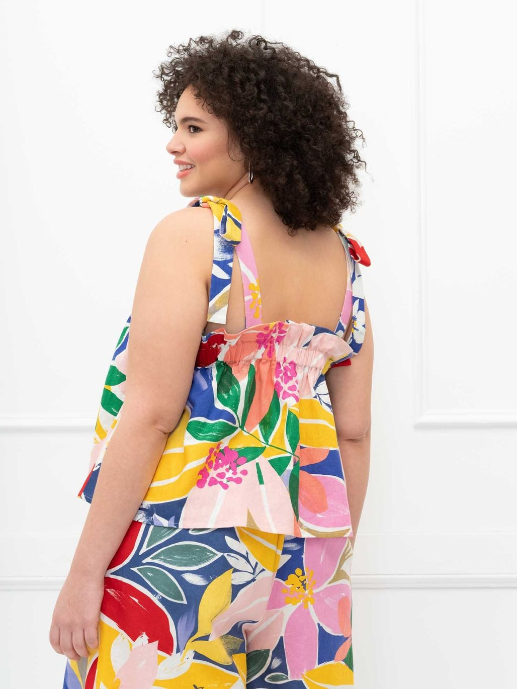 ELOQUII Elements Tie Shoulder Linen Tank | Eloquii