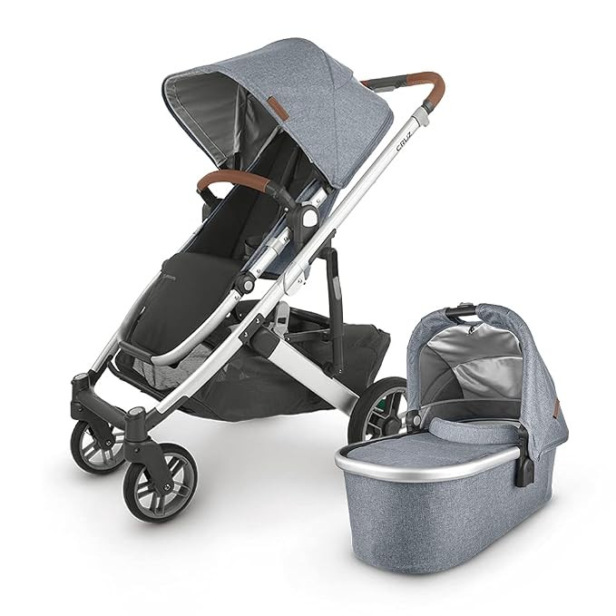 UPPAbaby Cruz V2 Stroller - Gregory (Blue Marl/Silver/Saddle Leather) + Bassinet - Gregory (Blue ... | Amazon (US)