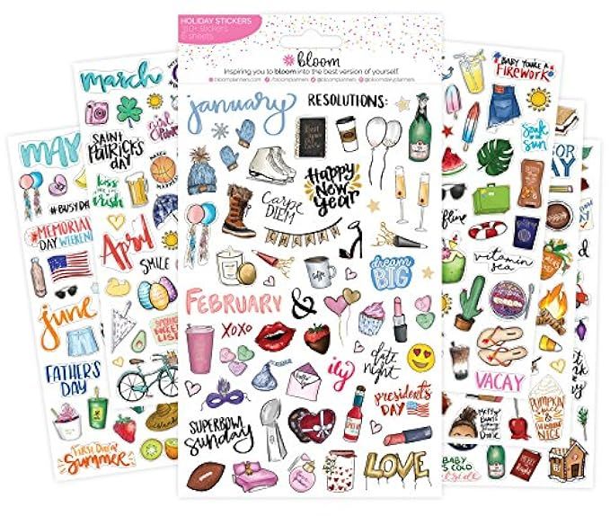 bloom daily planners New Holiday Seasonal Planner Sticker Sheets - Seasonal Sticker Pack - Over 310  | Amazon (US)