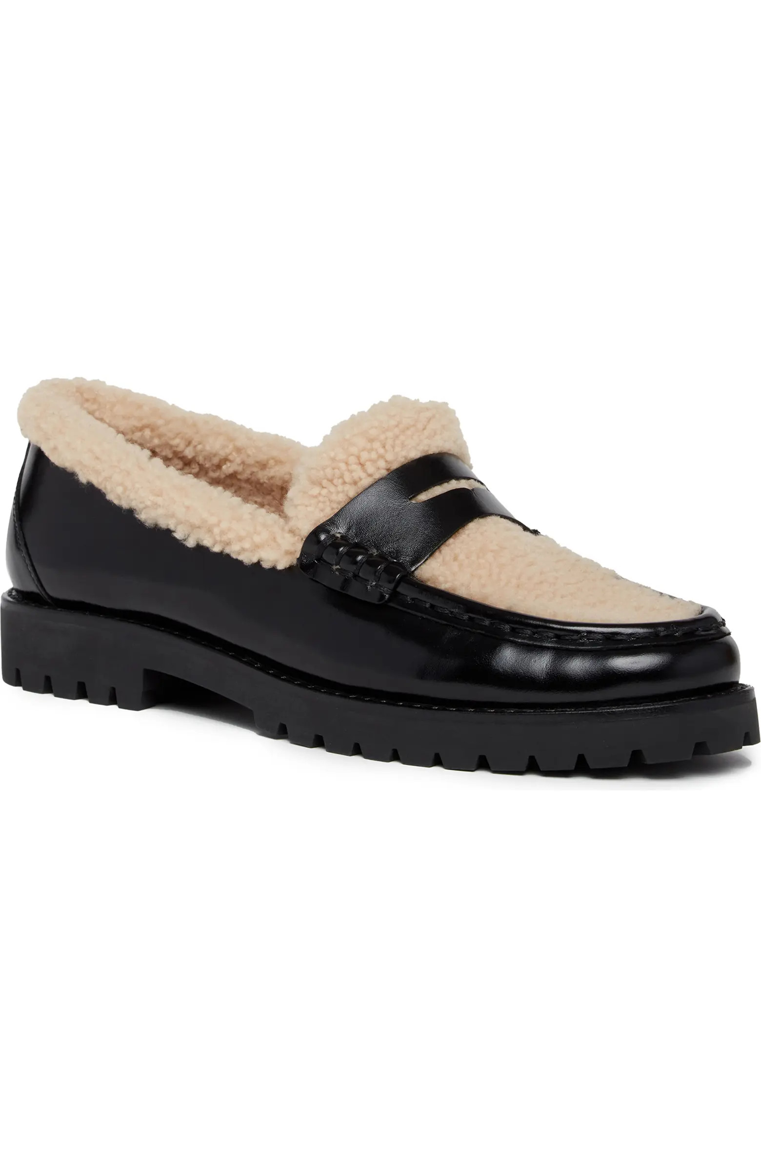 PAIGE Eliis Genuine Shearling Penny Loafer (Women) | Nordstrom | Nordstrom