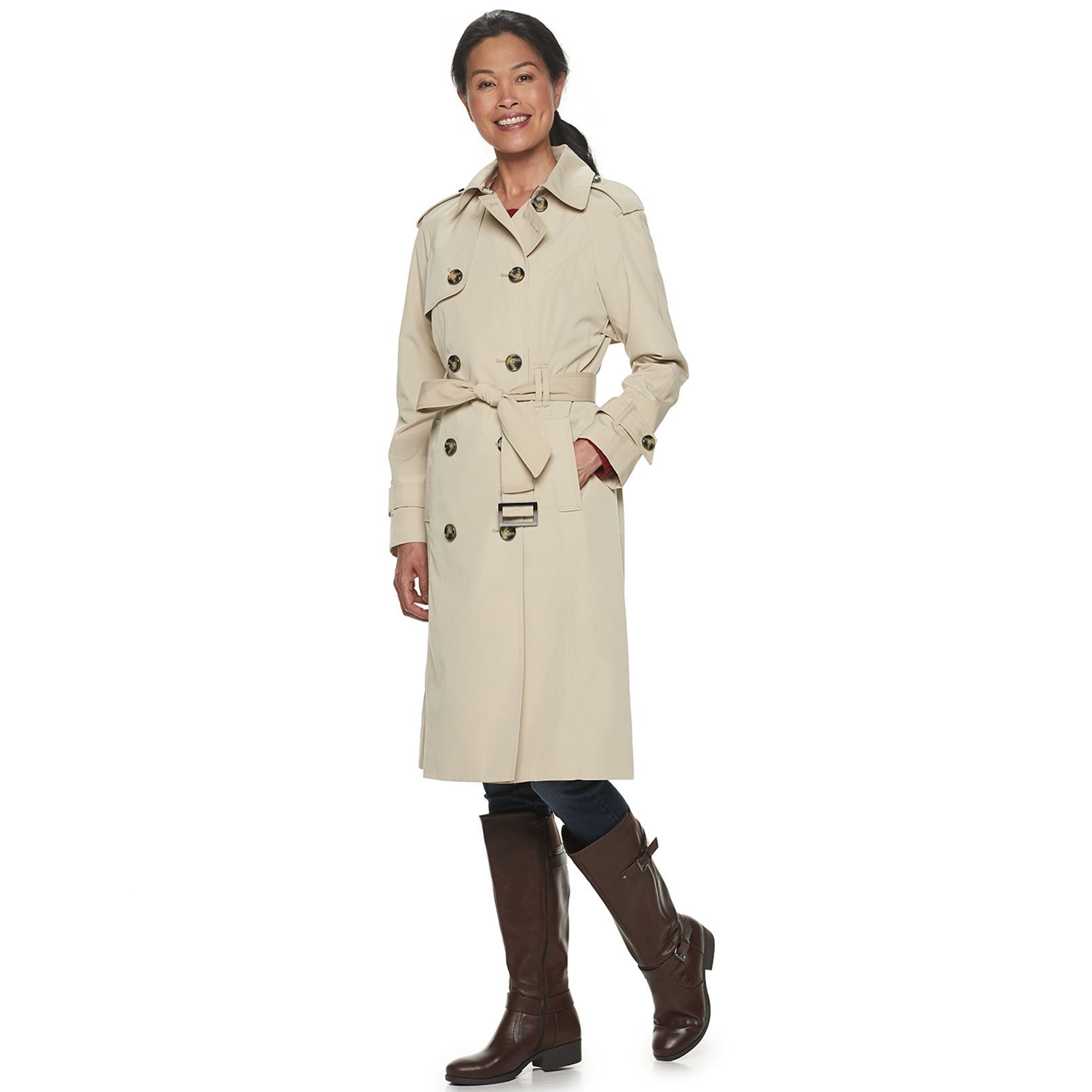 Womens TOWER BY LONDON FOG Double Breasted Trench | Kohl's