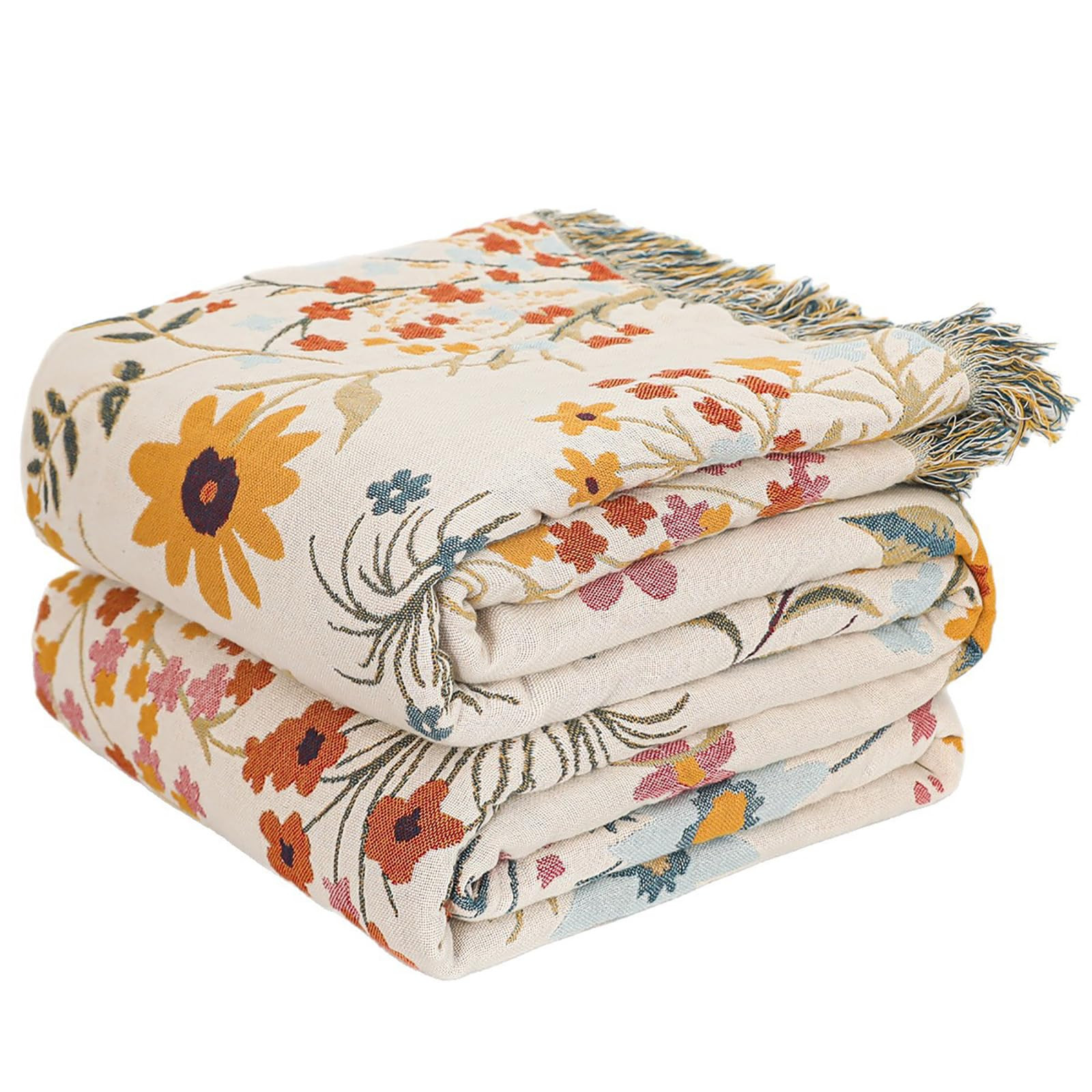 Queen Size Throw Blanket for Bed 100% Cotton Boho Oversized Soft Cozy Muslin Quilt Blanket Double... | Amazon (US)