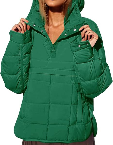 Fazortev Womens Oversized Puffer Jacket Quilted Dolman Hoodies Pullover Long Sleeve Lightweight W... | Amazon (US)