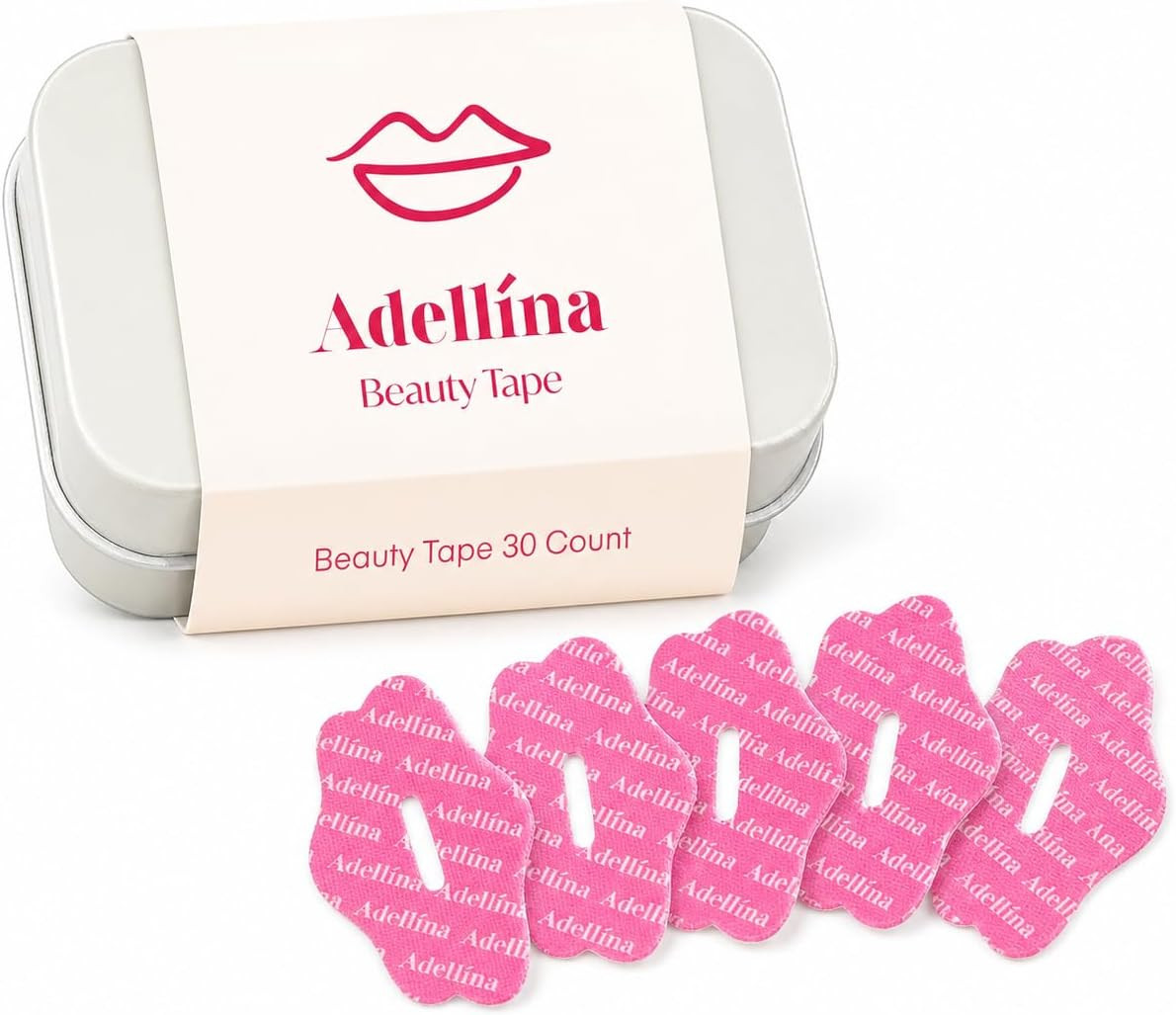 Pre-Cut Adhesive Strips for Adults, 30 Pink Contoured Strips with Storage Tin | Amazon (US)