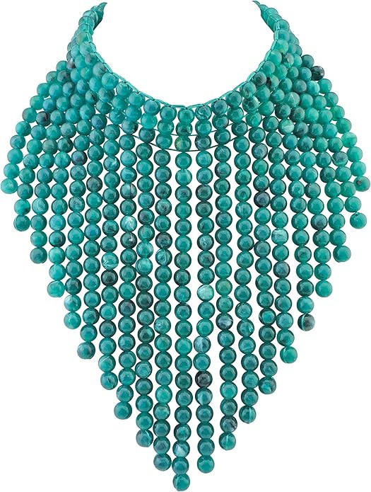 Coiris Boho African Wooden or Acrylic Beaded Bib Statement Necklace Strands Layered Cluster Chunk... | Amazon (US)