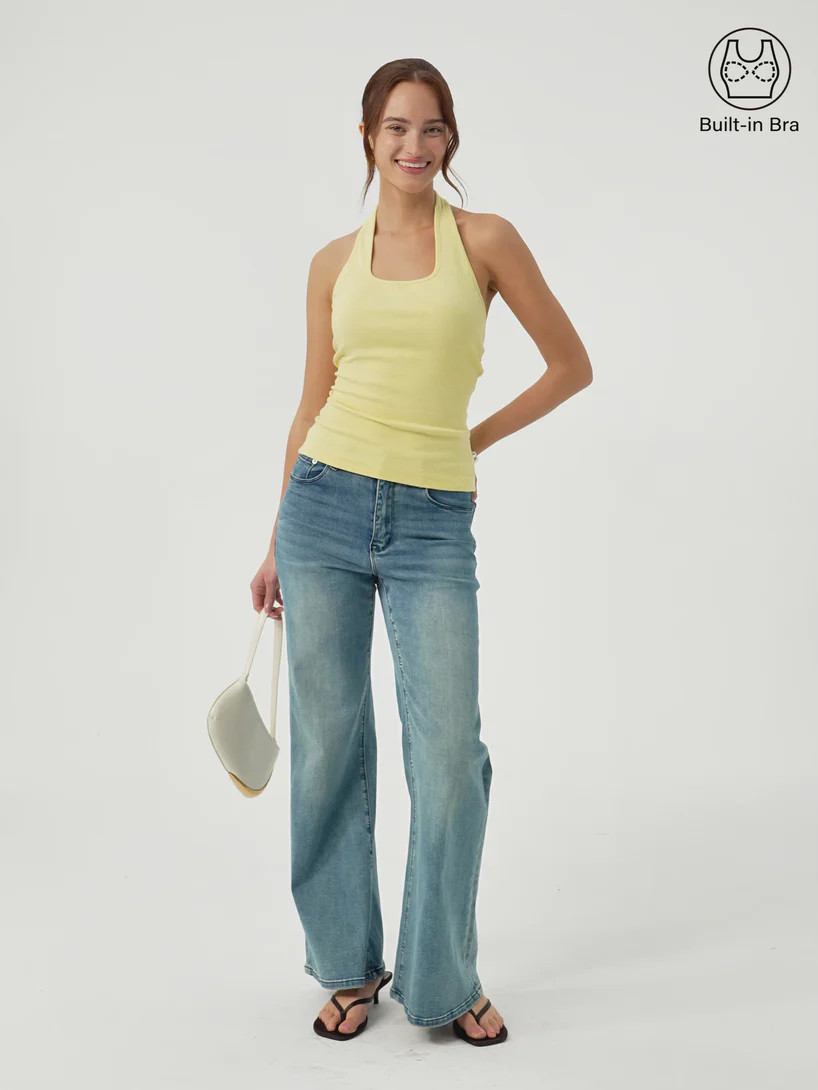Cotton Square Halter Neck Bra Tank | OGLmove