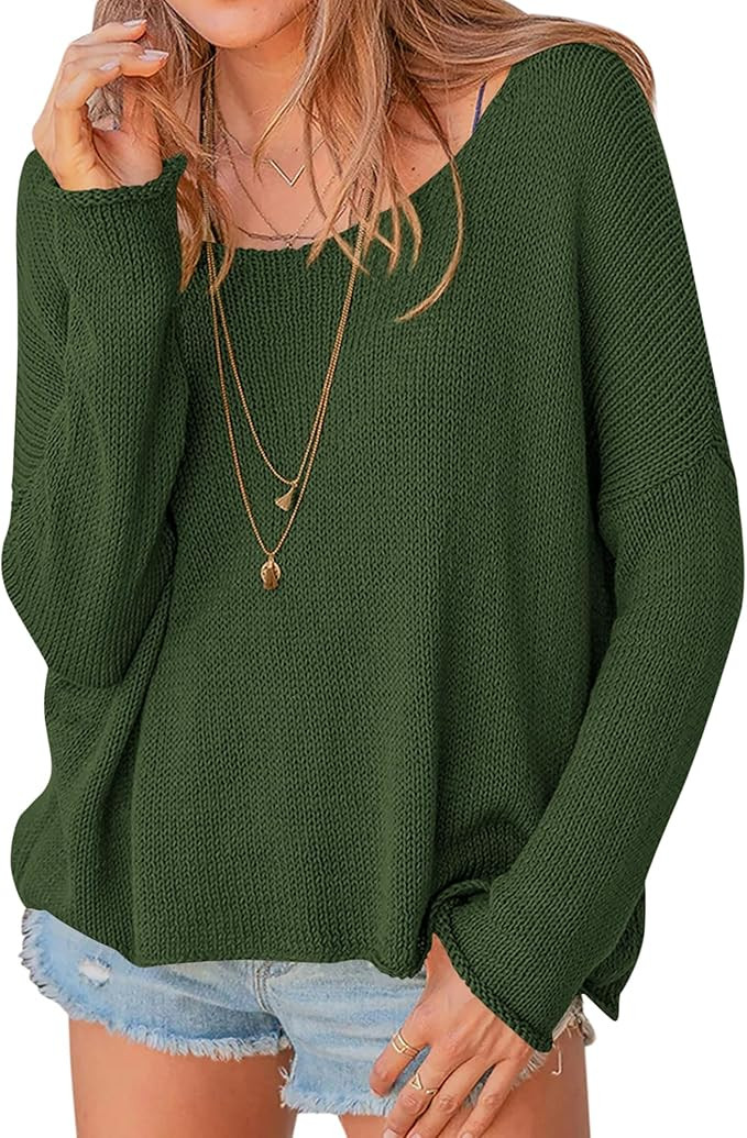 PRETTYGARDEN Women's Oversized Sweaters 2025 Casual Long Sleeve Scoop Neck Pullover Tops Loose Co... | Amazon (US)