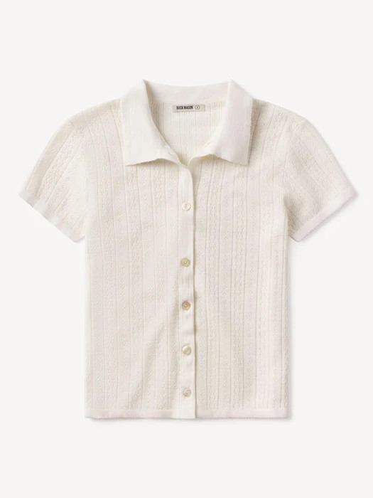 Soft White Coastal Linen Pointelle Polo | Buck Mason | Buck Mason