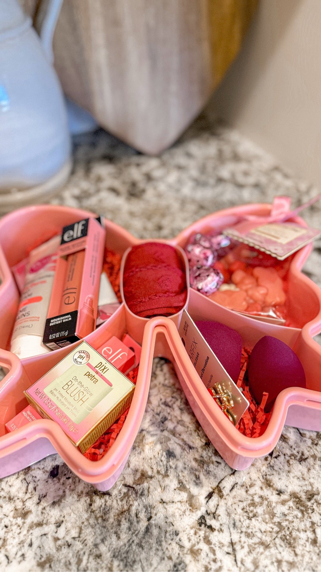 Valentine’s Day gift idea! Gift box for her! Bow box. Beauty finds, Valentine’s Day heart socks, candy, makeup, lip gloss, lotion, cherry earrings. 
#Valentinesday #giftforher #giftidea #giftbox #beauty

#LTKValentine