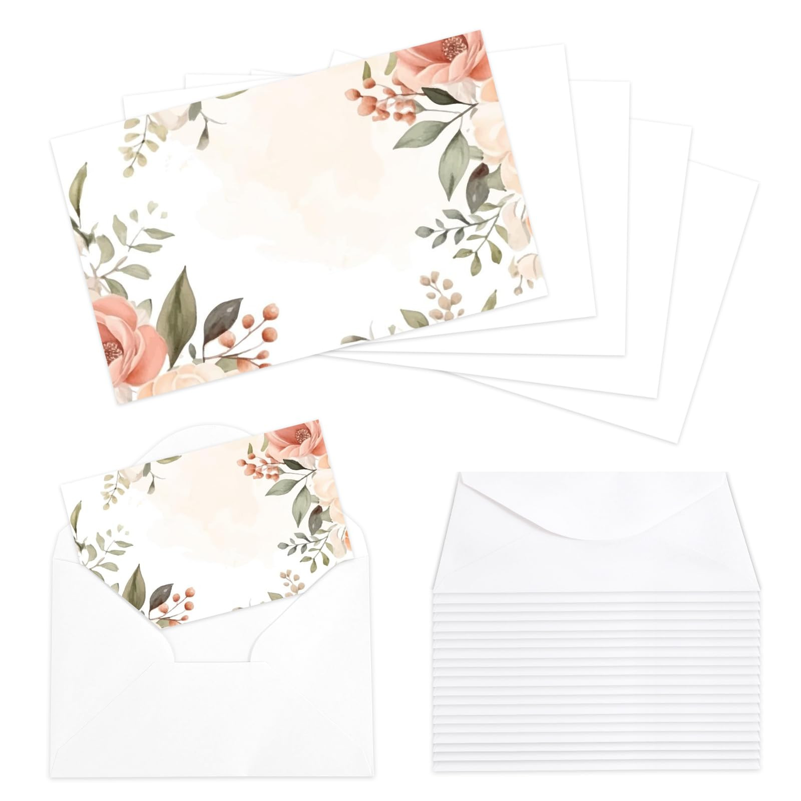 50 Pack Blank Invitation Note Cards and Envelpes 4x6 Inch, Premium White Blank Cards Bulk Station... | Amazon (US)
