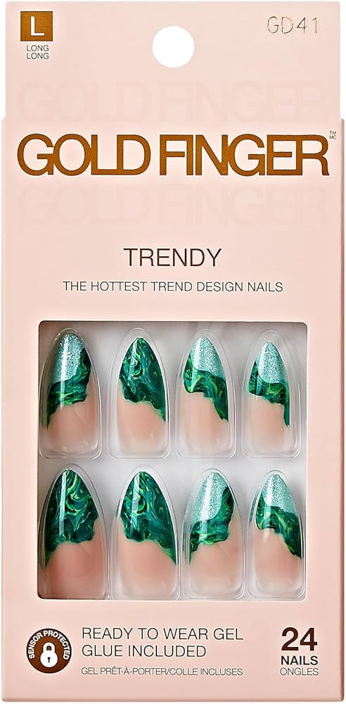GoldFinger Trendy False Nails Kit, Long Almond Design Nail, Nature Inspired Refreshing Elegant Ma... | Amazon (US)