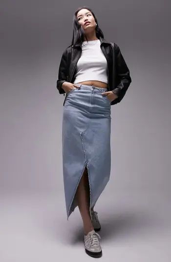 Topshop Raw Hem Denim Midaxi Skirt | Nordstrom | Nordstrom
