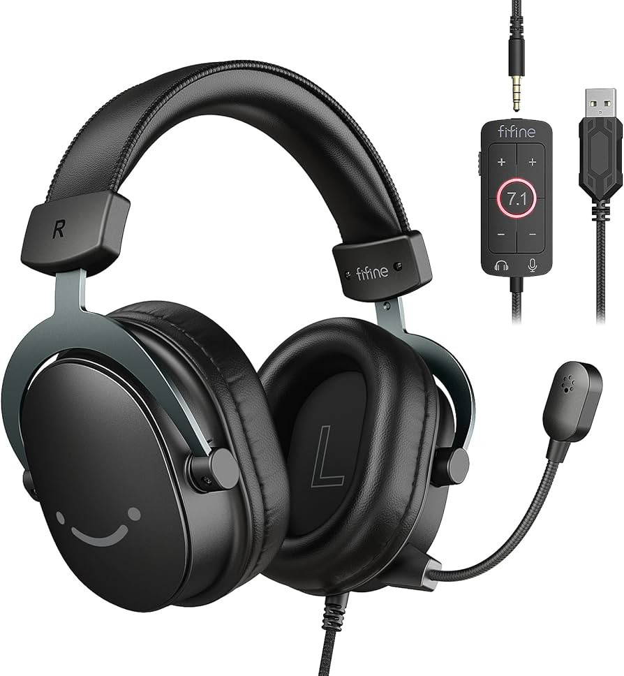 FIFINE Wired Gaming Headset, USB Headphone with 7.1 Surround Sound, Detachable Microphone, Contro... | Amazon (US)