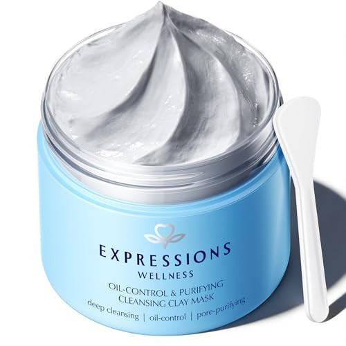 EXPRESSIONS WELLNESS Clay Mask for Face: Deep Cleansing Pore, Dead Sea Mud Mask with Salicylic Acid, Oil-Control, Reduces Acne – for Sensitive, Oily & Acne-Prone Skin, 4.06 Oz | Amazon (US)