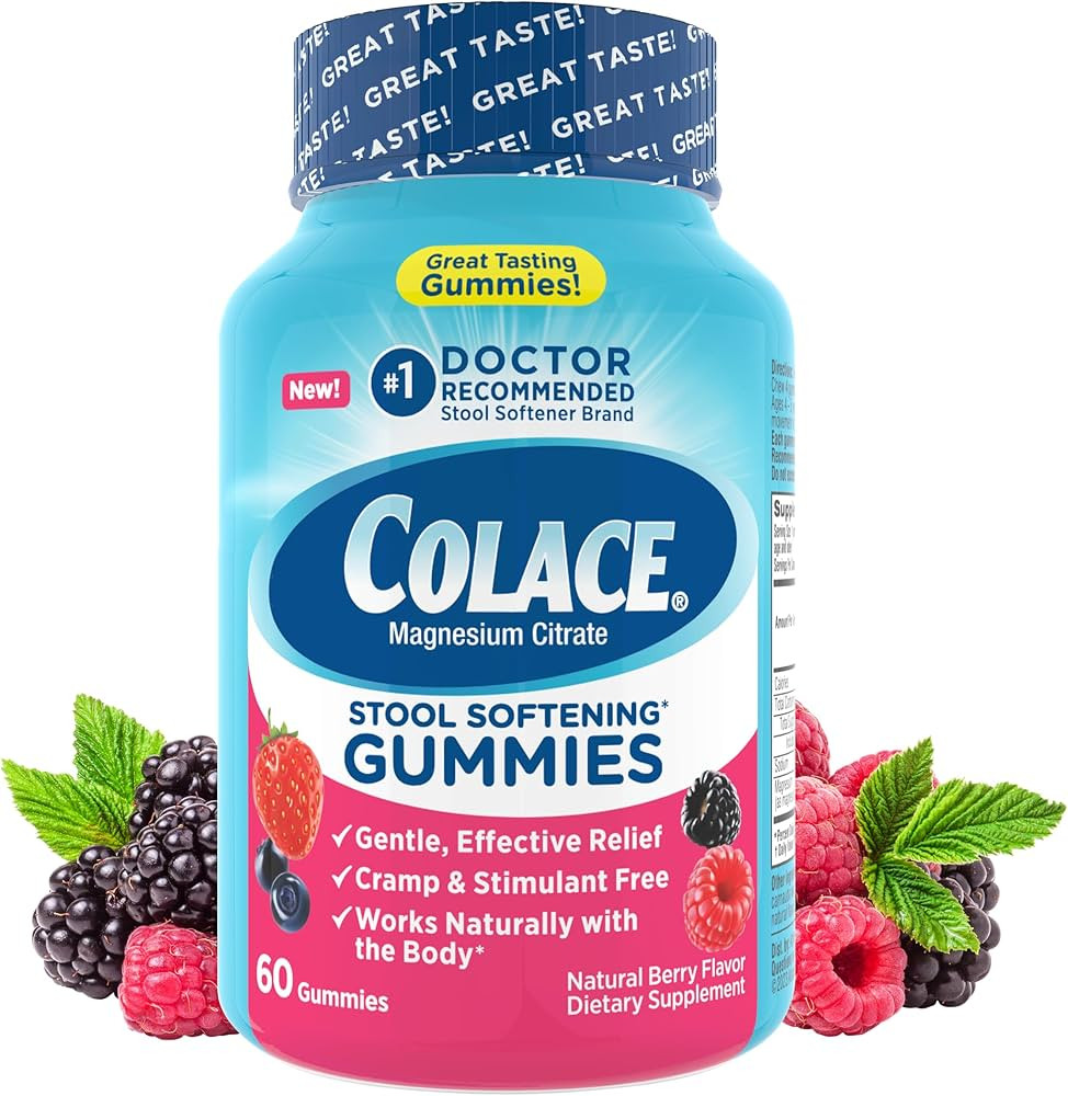 Colace Stool Softener Gummies, Gentle Dependable Constipation Relief Magnesium Citrate Gummies, N... | Amazon (US)