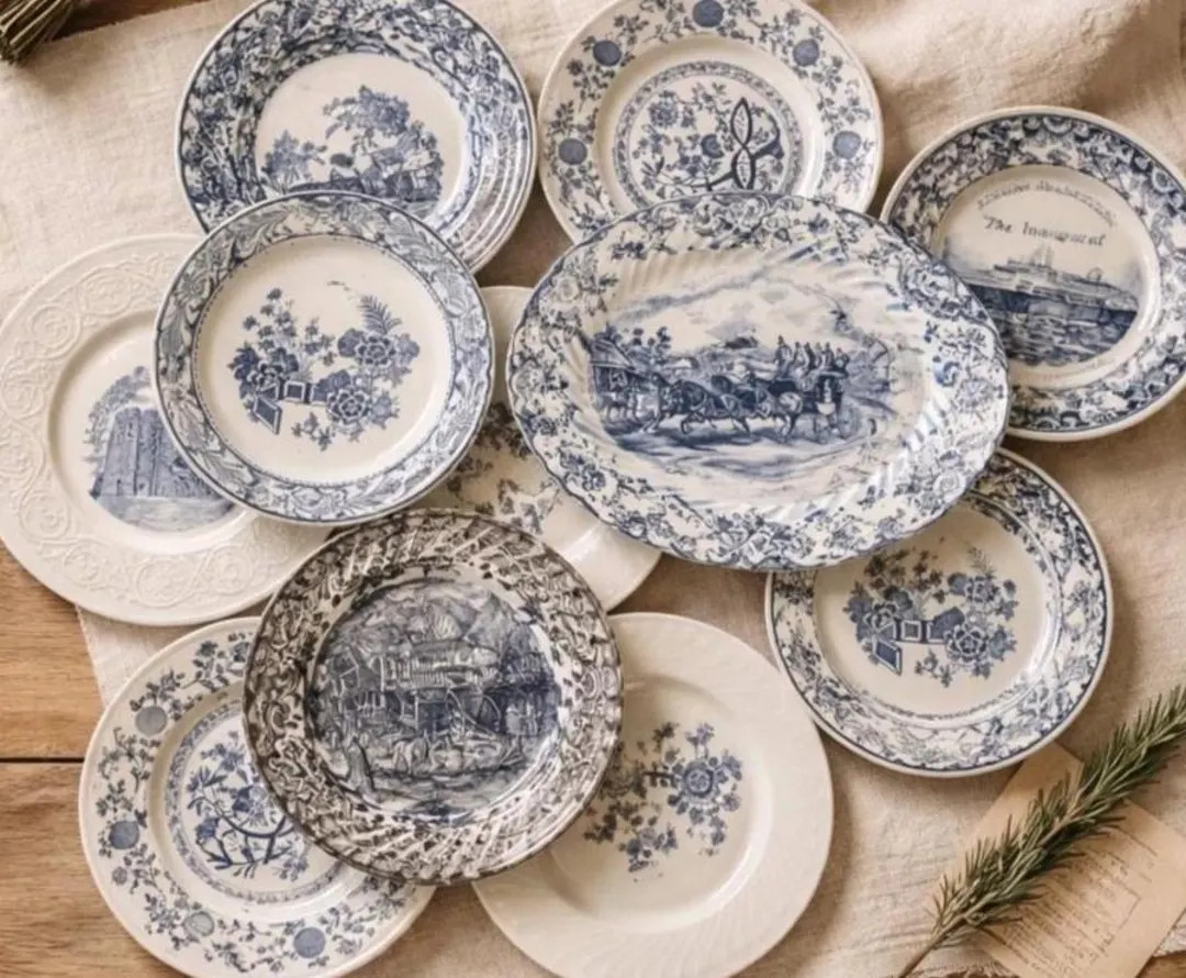 Vintage Blue Transferware Plates -YOU CHOOSE! Serving Plate or Wall Plate Display~ Cottage Decor ... | Etsy (US)