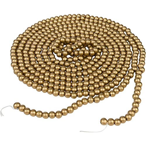 One Holiday Way 18-Foot Long Rustic Metallic Gold Wood Bead Garland Christmas Tree Decoration - Vintage Style Wooden Elegant Farmhouse Winter Home Decor | Amazon (US)