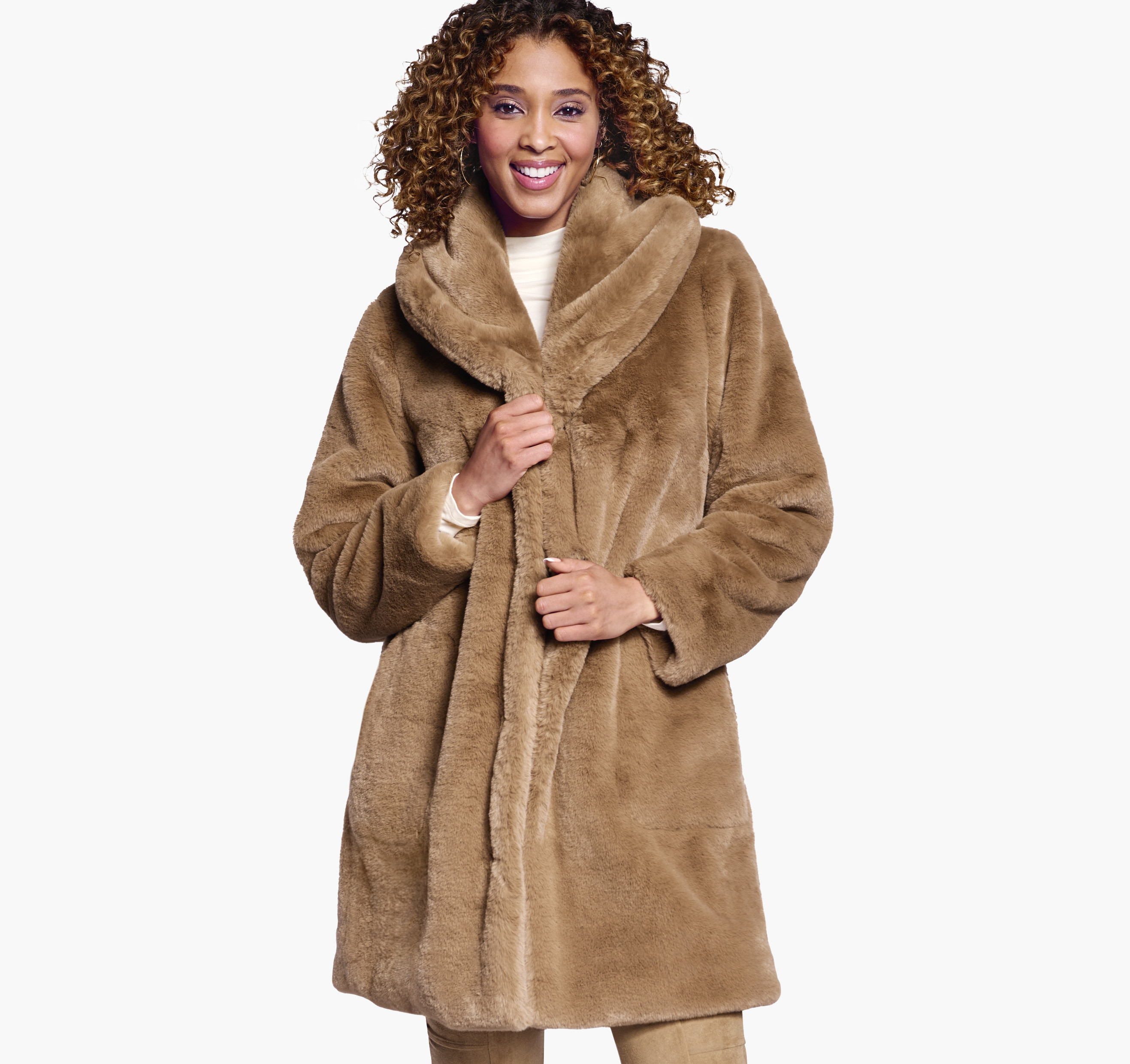 Faux-Fur Shawl-Collar Coat | Johnston & Murphy
