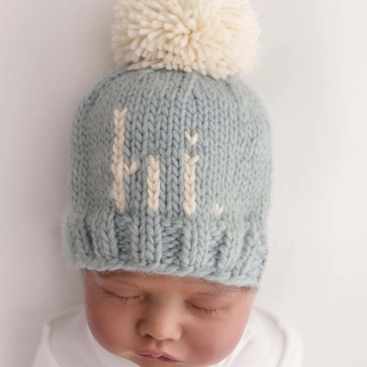 "Hi." Knit Beanie, Surf Blue | SpearmintLOVE