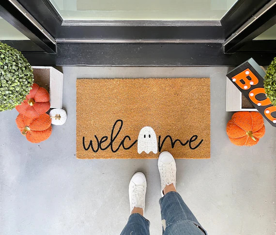Halloween Doormat Ghost Welcome Mat Halloween Decor Outdoor - Etsy | Etsy (US)