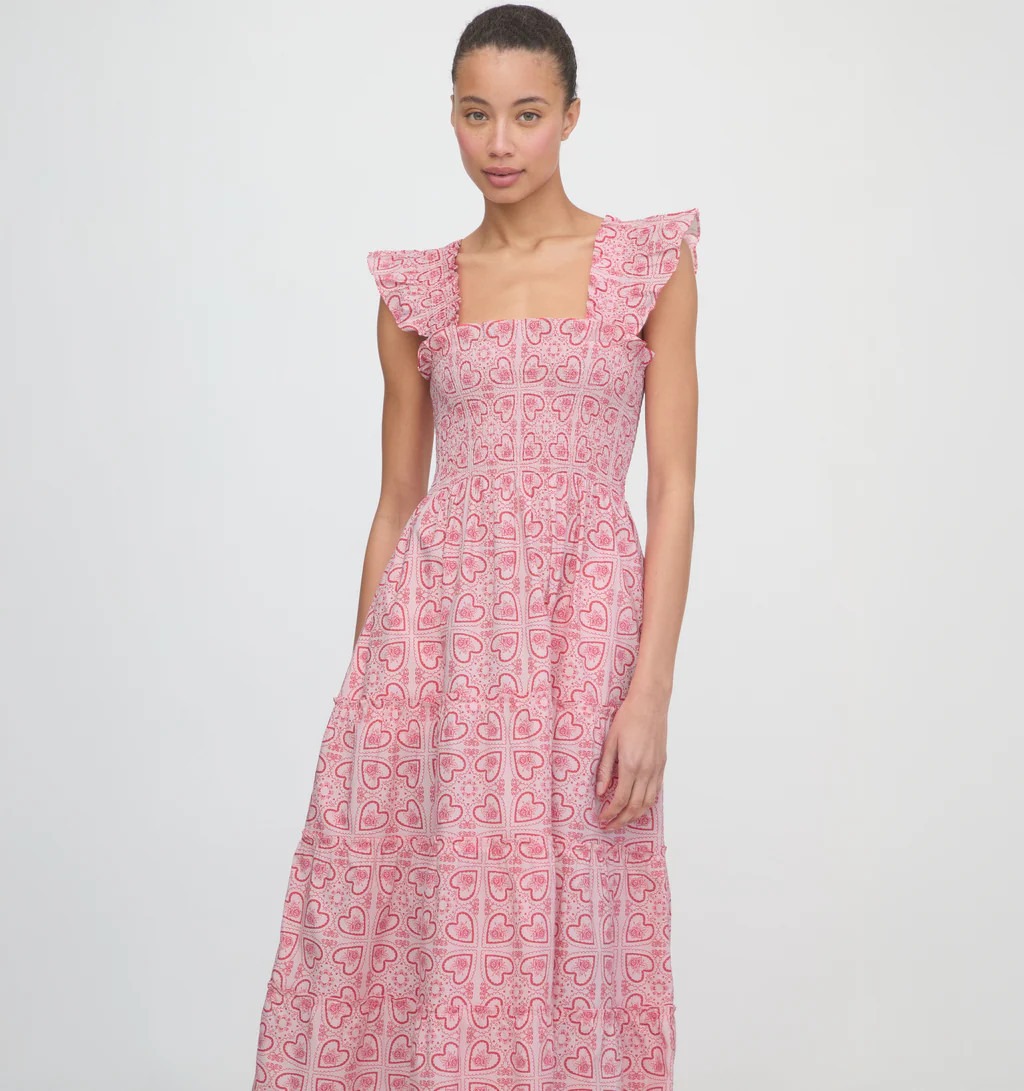 The Ellie Nap Dress - Red Patchwork Doily Heart | Hill House Home US