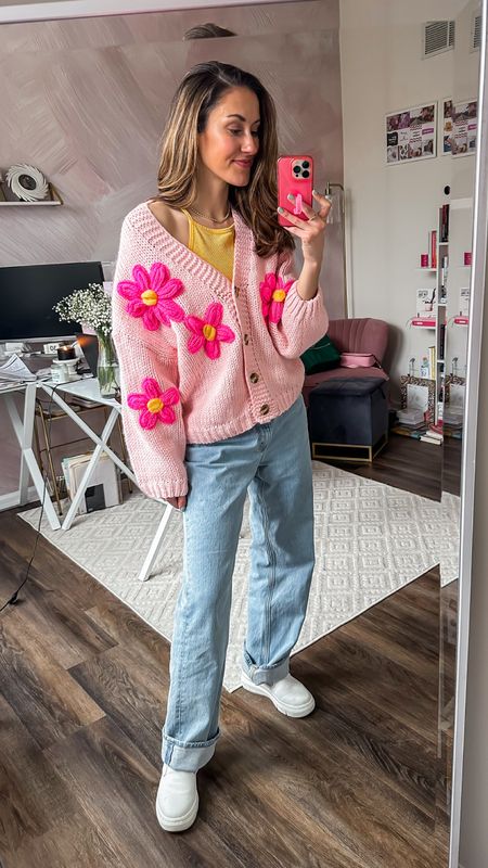 Flower cardigan from Petal + Pup - use code ERICALIGENZA20 

Pink cardigan // spring sweater // spring outfit // transition outfit from winter to spring // ribbed tank top // baggy jeans 

#LTKstyletip #LTKSeasonal #LTKfindsunder100