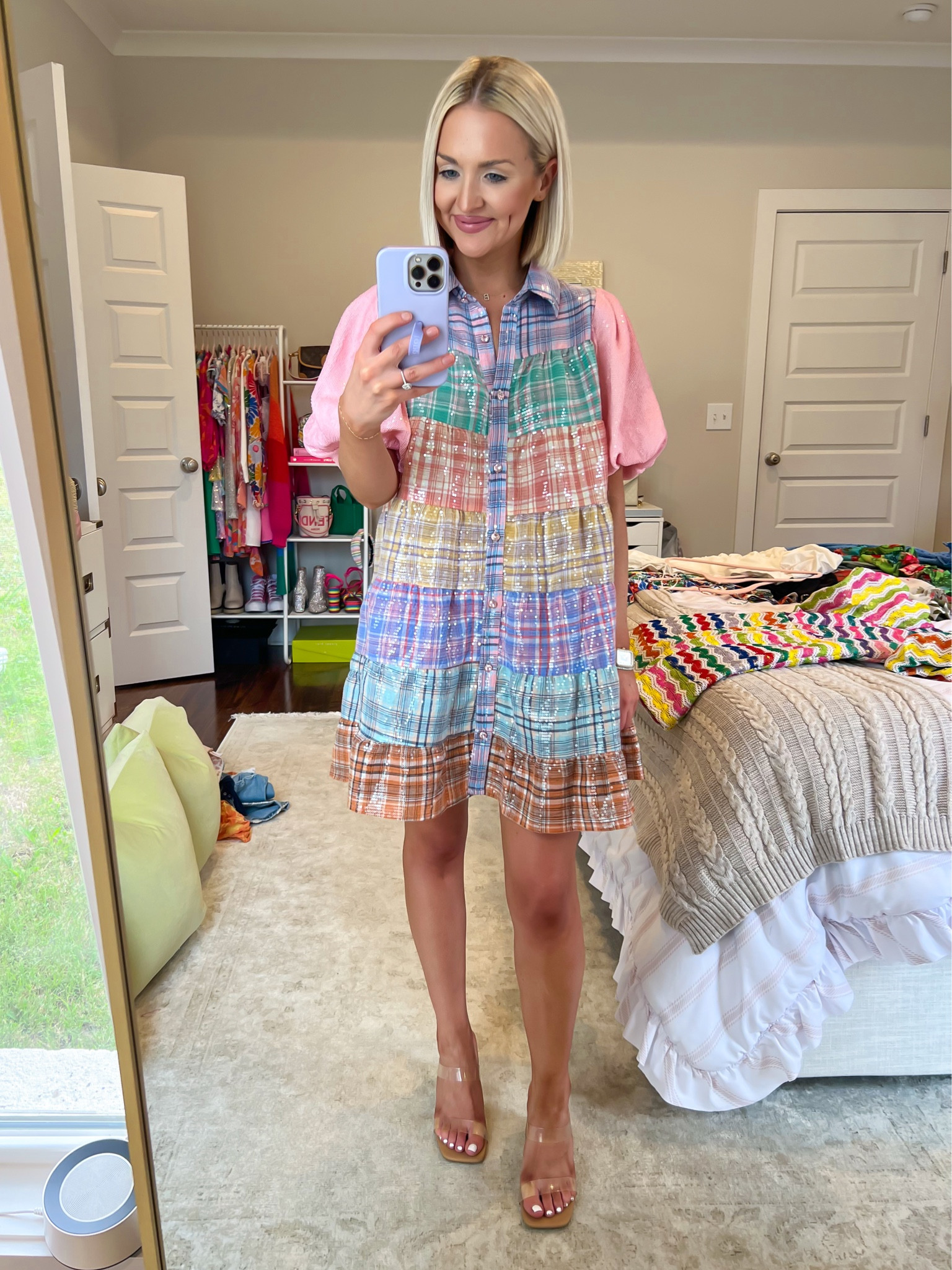 50% OFF / queen of sparkles dress / country concert outfit / sparkly plaid dress / pink plaid dress / pastel plaid dress / summer plaid dress / Memorial Day sales 
Size: XS 

#LTKSeasonal #LTKstyletip #LTKsalealert