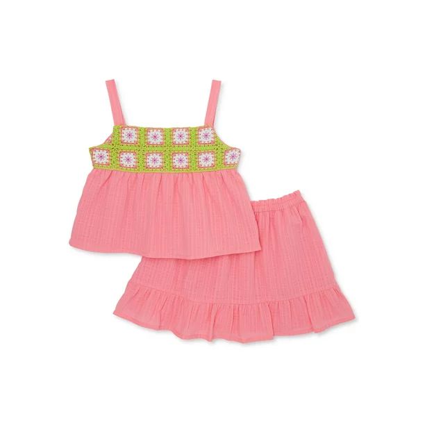 Wonder Nation Toddler Girls Top and Skirt Set, 2-Piece, Sizes 12M-5T | Walmart (US)