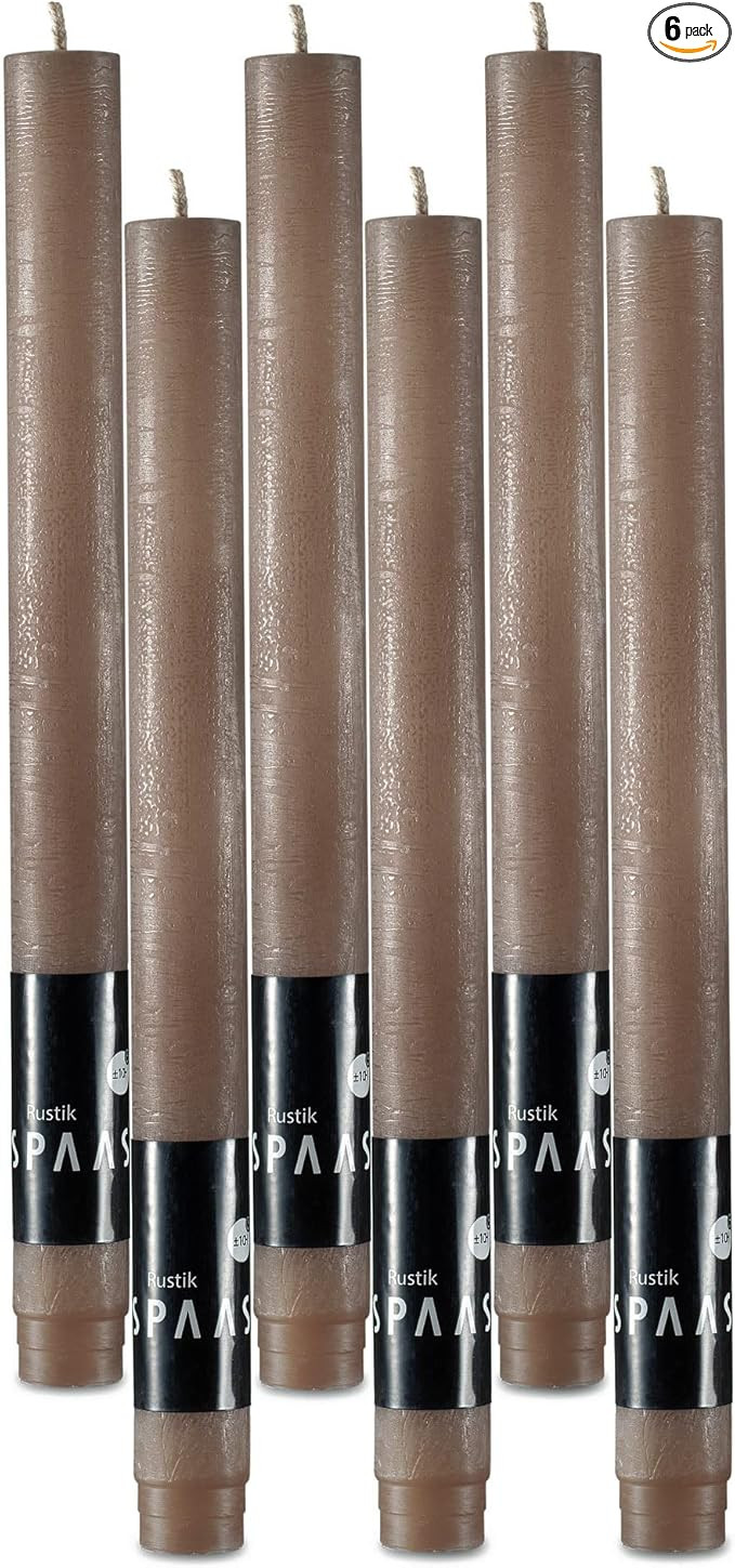 SPAAS Rustic Taupe Dinner Candles - 10" Tall Rustic Taupe Candles, Set of 6 - Unscented Decorativ... | Amazon (US)