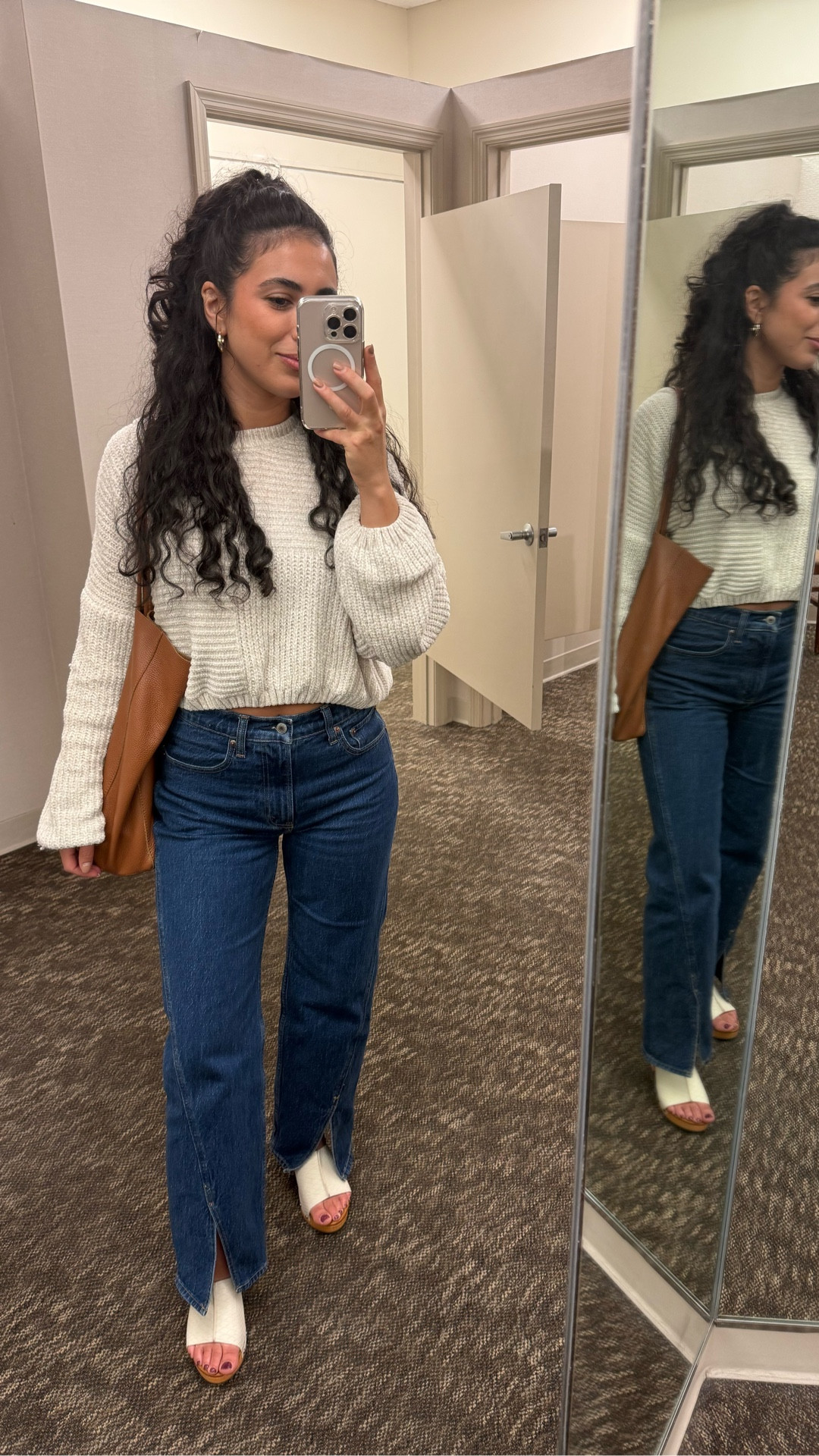 Casual fall denim outfit for church yesterday! I love the split hem detail on these 90s relaxed jeans from Abercrombie. I got the dark wash in the short length (i’m 5’ 3”) but I’d probably like the regular length too! Fit is true to size with not too much stretch- wearing size 26 here. 

Sweater and shoes are last season but I linked some similar items at various price points below. I styled this outfit with this timeless leather tote I got on Etsy!

#LTKFallSale #LTKFindsUnder100 #LTKStyleTip