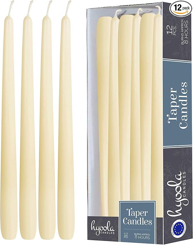 12 Pack Tall Taper Candles - 10 Inch Woolwhite Dripless, Unscented Dinner Candle - Paraffin Wax w... | Amazon (US)