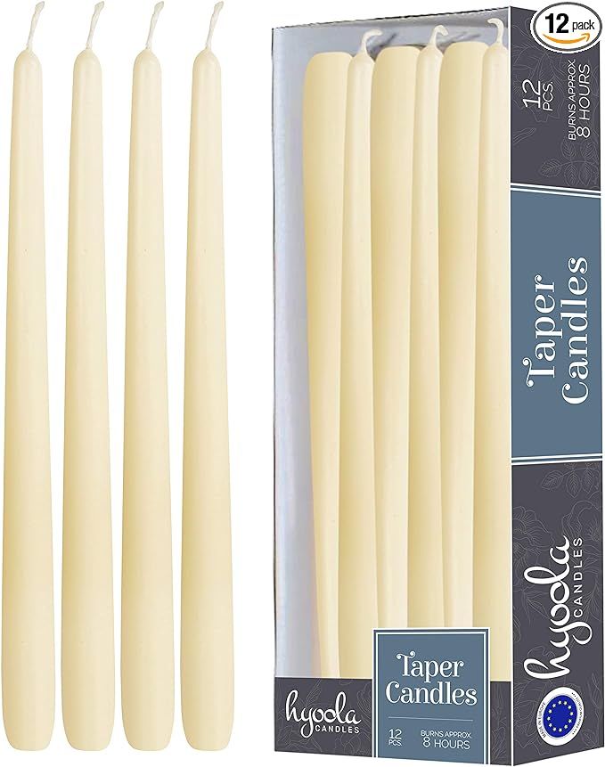 12 Pack Tall Taper Candles - 10 Inch Woolwhite Dripless, Unscented Dinner Candle - Paraffin Wax w... | Amazon (US)